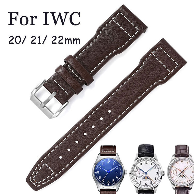 Dây đeo đồng hồ bằng da thật cổ điển cho IWC PILOT PORTUGIESER PORTOFINO Top Layer Dây đeo đồng hồ d