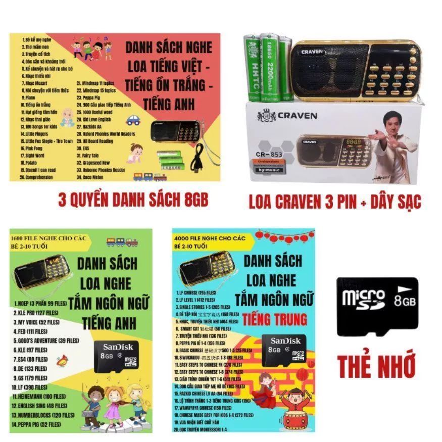 Tặng Stiker Loa Craven nghe nhạc Đài Craven Tắm Ngôn Ngữ Tiếng Anh  usb, thẻ nhớ, FM CRAVEN CR-853 3