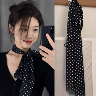 [135cm] Dây turban dáng dài hoạ tiết chấm bi đơn giản sang trọng làm khăn quàng cổ đai quần dây buộc túi xách vạt sơ mi
