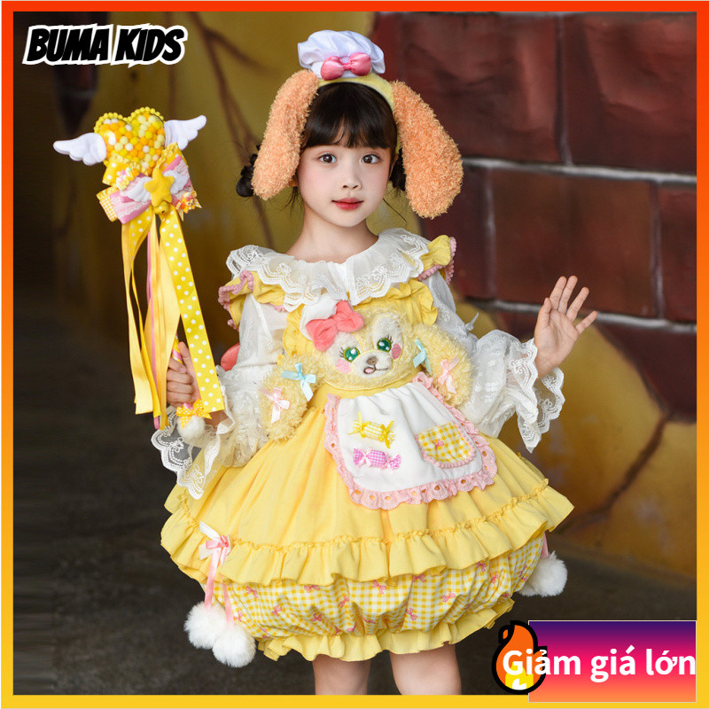 Váy công chúa Lolita kem cho bé gái, Váy phồng hoạt hình, Đầu bếp chó Bingbing