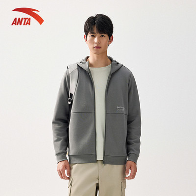 ANTA Áo Khoác Thể Thao Nam Áo Khoác Nỉ Giữ Ấm, Đơn Giản, Đa Năng, Có Mũ 952537701