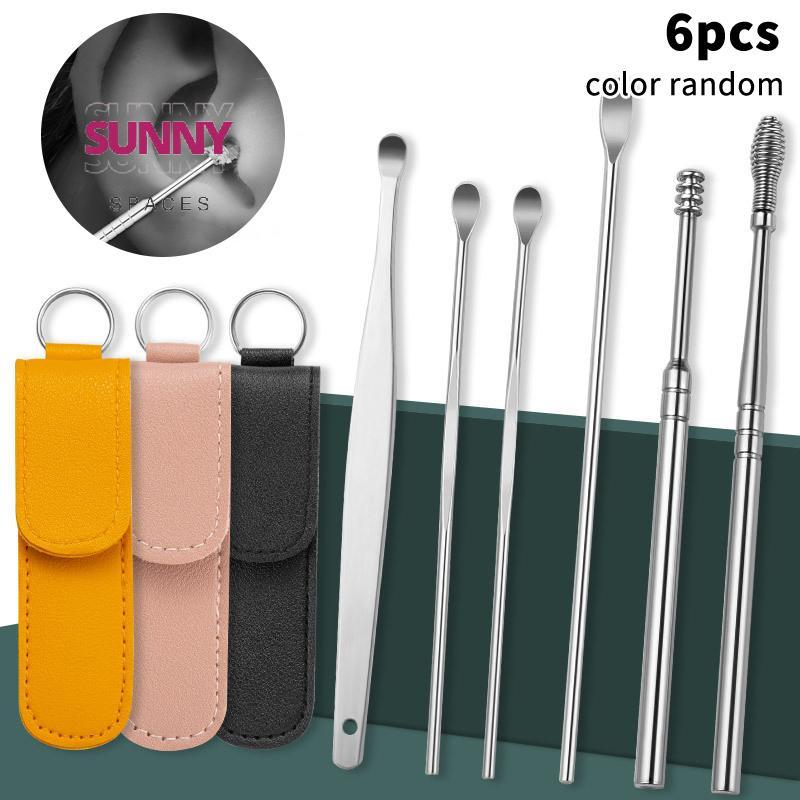 [Sunny Spaces] 6 Cái / bộ Dụng Cụ Làm Sạch Tai Sáp Piers Thép không gỉ Earpi Wax Remover Piercing Ki