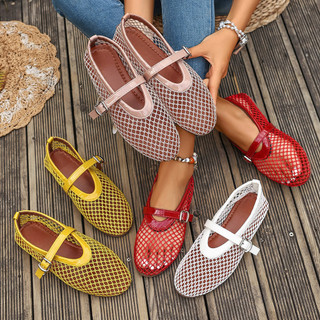 Dép lưới đế phẳng mềm 36-43 dành cho nữ có khóa - Mary Janes thời trang