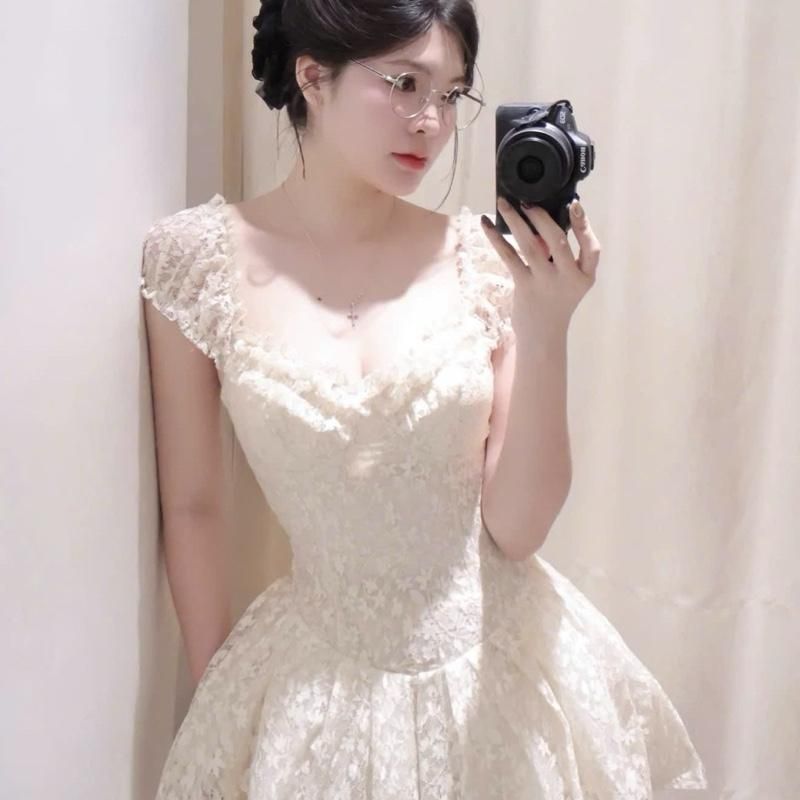 Đầm Ren Trễ Vai Tay Cúp Sò “Dáng Ngắn” Xoè Màu Pastel Phong Cách Nữ Tính, Tiểu Thư, Du Lịch Hè Kieupham.shop | BigBuy360 - bigbuy360.vn