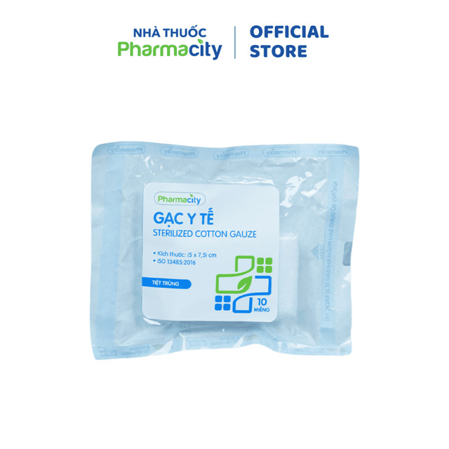 Gạc tiệt trùng 5 x 7.5cm Pharmacity (10 miếng/gói)