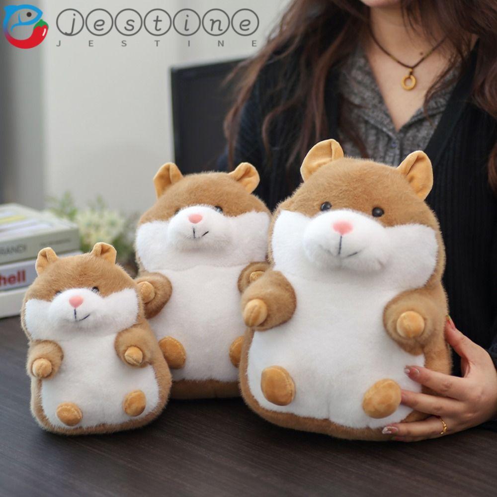 JESTINE Hamster Đồ chơi sang trọng, Gối nhồi bông hình chuột động vật giống như thật, Mềm mại dễ thư