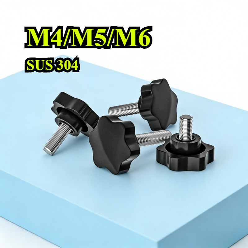 【ZQ-R1】 Núm vặn tay bông mai nhựa ren bằng thép inox 304 6 sao 25mm M4 / M5 / M6