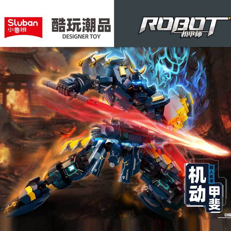 SLUBAN Khối Xây Dựng Giáp Samurai Mecha Dawning Knight Mô Hình Di Động Robot Giáo Dục Lắp Ráp Đồ Chơ