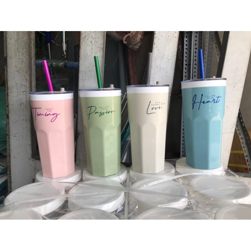 Ly giữ lạnh 600ml TLT kèm ống hút( ly nhựa)