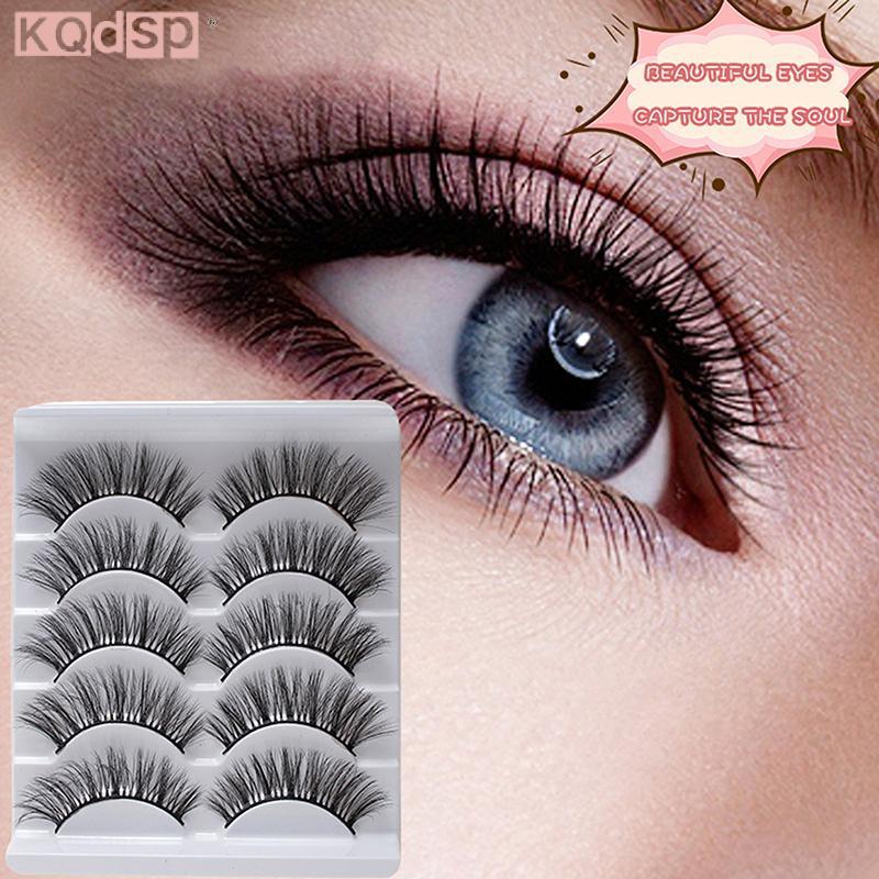 KQdsp 5 Đôi 3D 3D Lông Mi Giả Tự Nhiên Uốn Tất Cả Trận Đấu Lông Mi Uốn Lông Mi Giả Tự Nhiên Đẹp