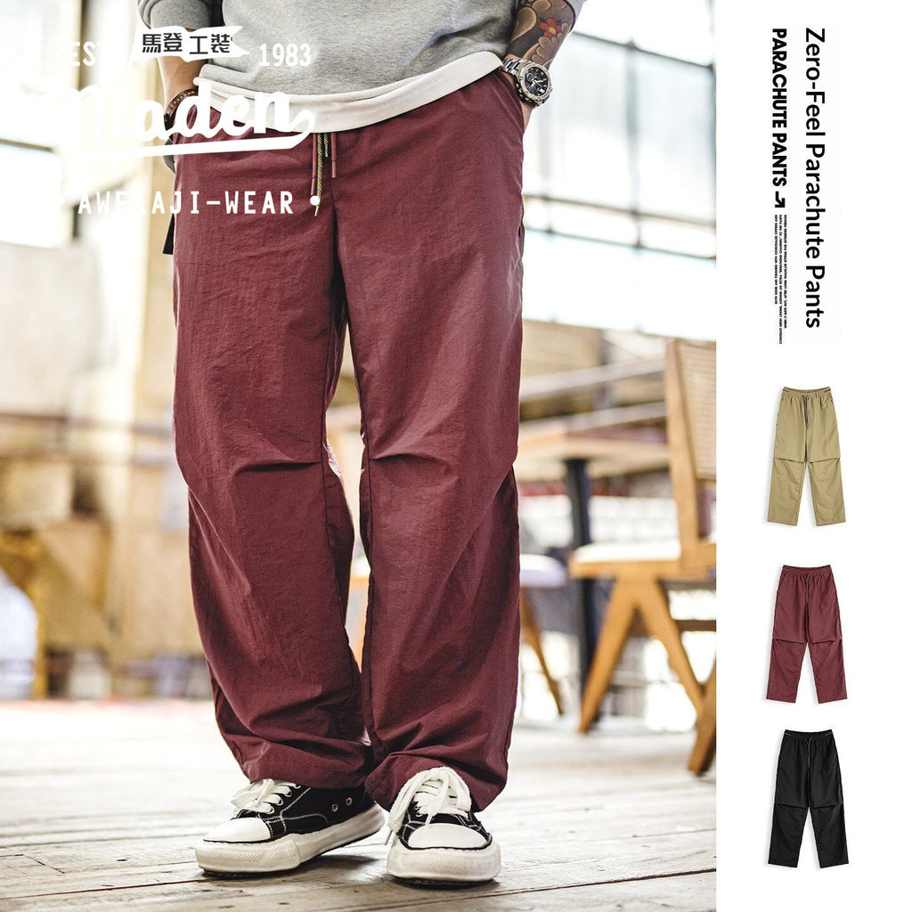 MADEN Quần Nam Phom Thẳng, Material Taslon, Phong Cách Vintage Mùa Xuân