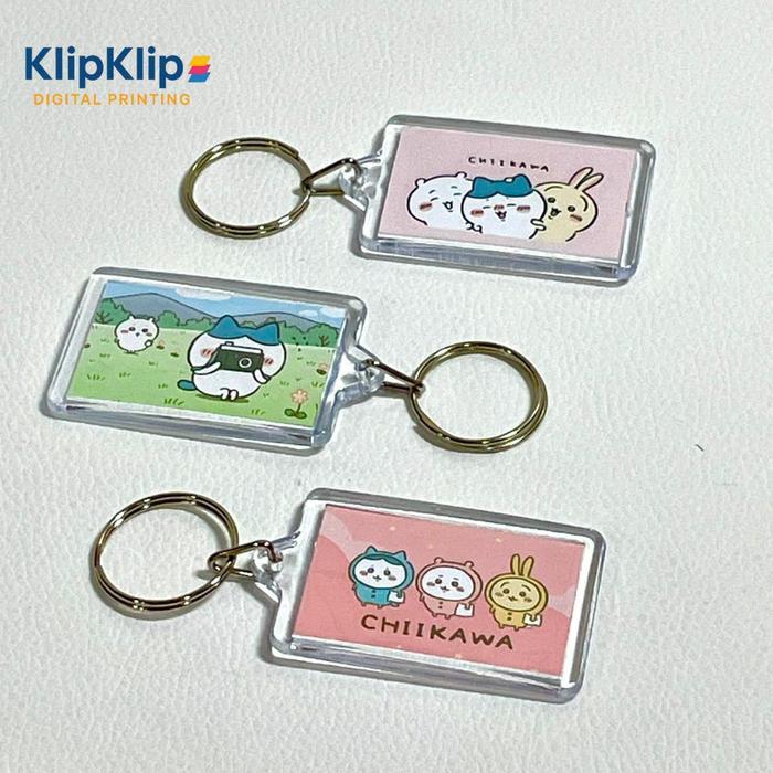 Gantungan Kunci Akrilik Chiikawa | Anime Hewan Lucu Keychain Custom Foto - KK - H3D - A, 44x27mm