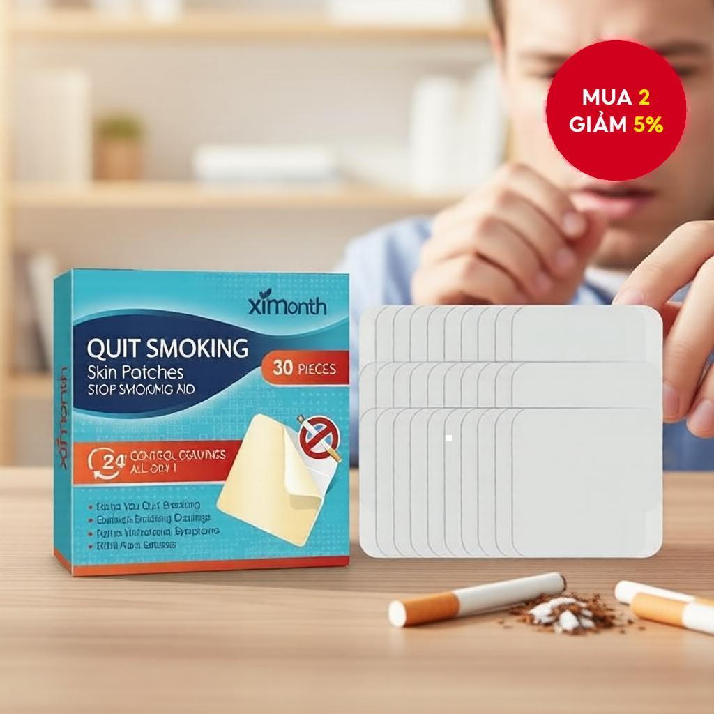 30 miếng dán Nicotine 7mg, hỗ trợ cai thuốc lá, hiệu quả & dễ sử dụng, miếng dán chống thèm hút.