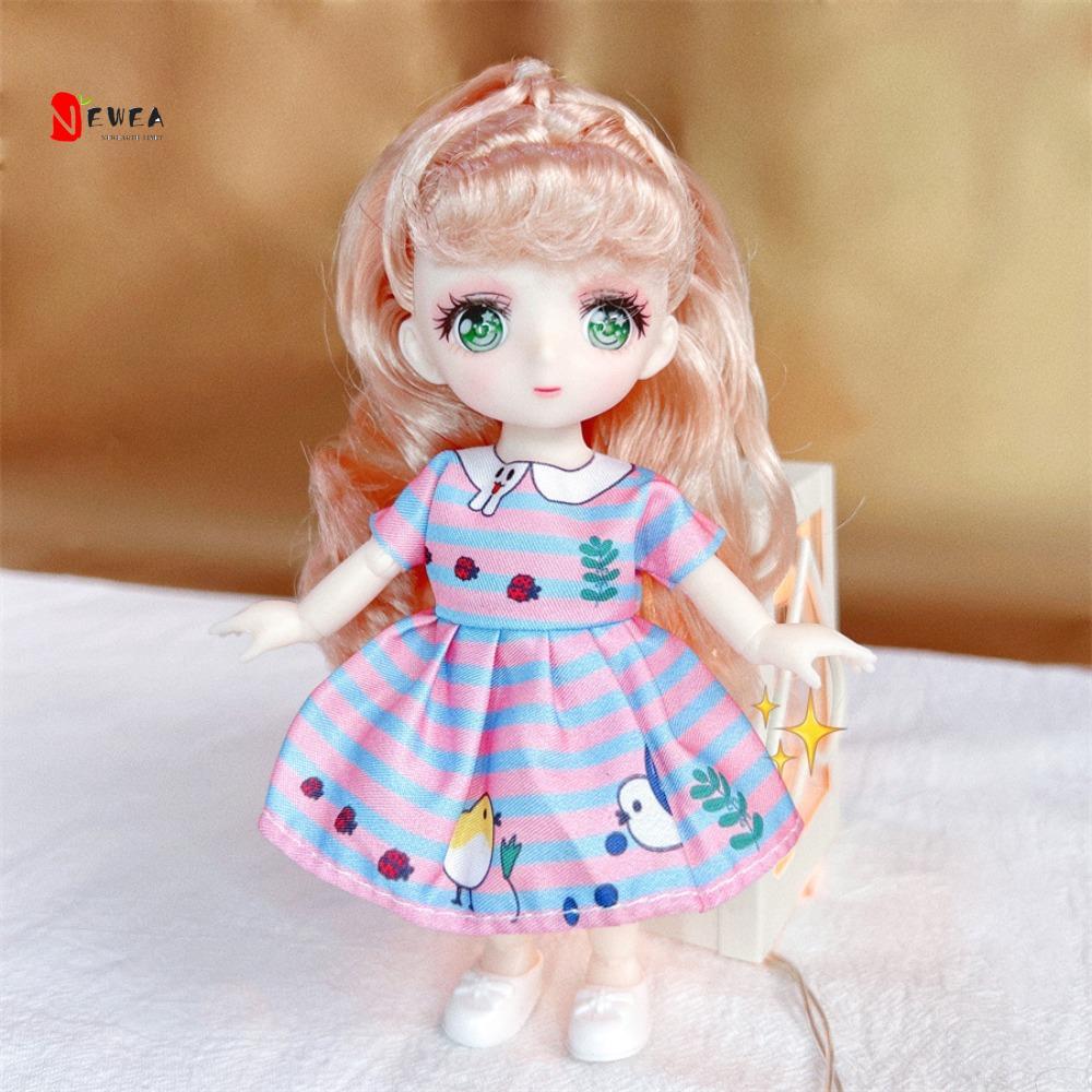 NEWEARTH LIMIT Kawaii Bjd Doll, Ball Jointed Body 1 / 8 16cm Anime Eyes Đồ chơi Búp bê, Thời trang D