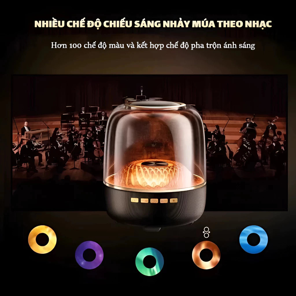 Loa Bluetooth GLASS-5 Speaker Siêu bass HIFI 128 màu, PinTTrâu15H,  siêu bass loa bluetooth bass mạnh pin trâu