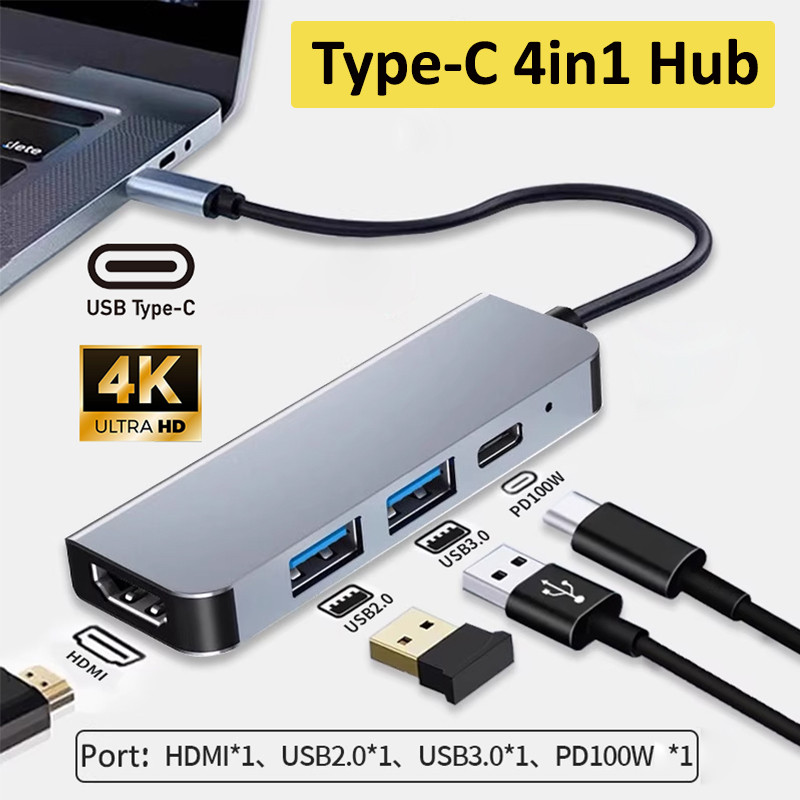 Bộ chuyển đổi 4 trong 1 Type C USB 3.0 Docking station Hub có dòng sang nhiều đầu đọc USB cho Macboo