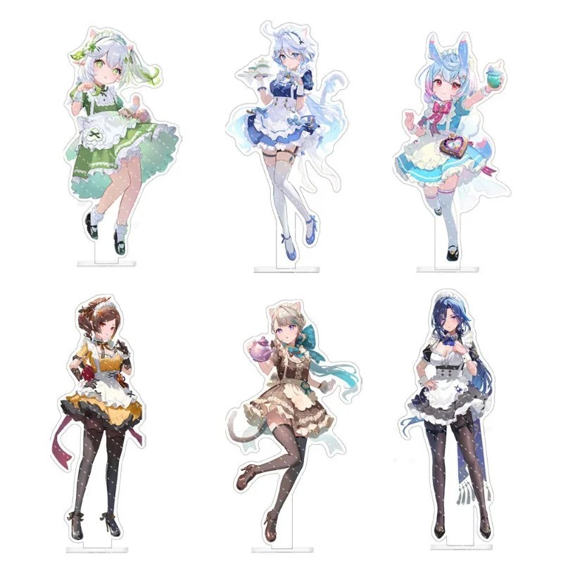 Standee Genshin Impact mô hình mica trang trí bàn học Nahida Furina Sigewinne Navia mẫu hầu gái Maid