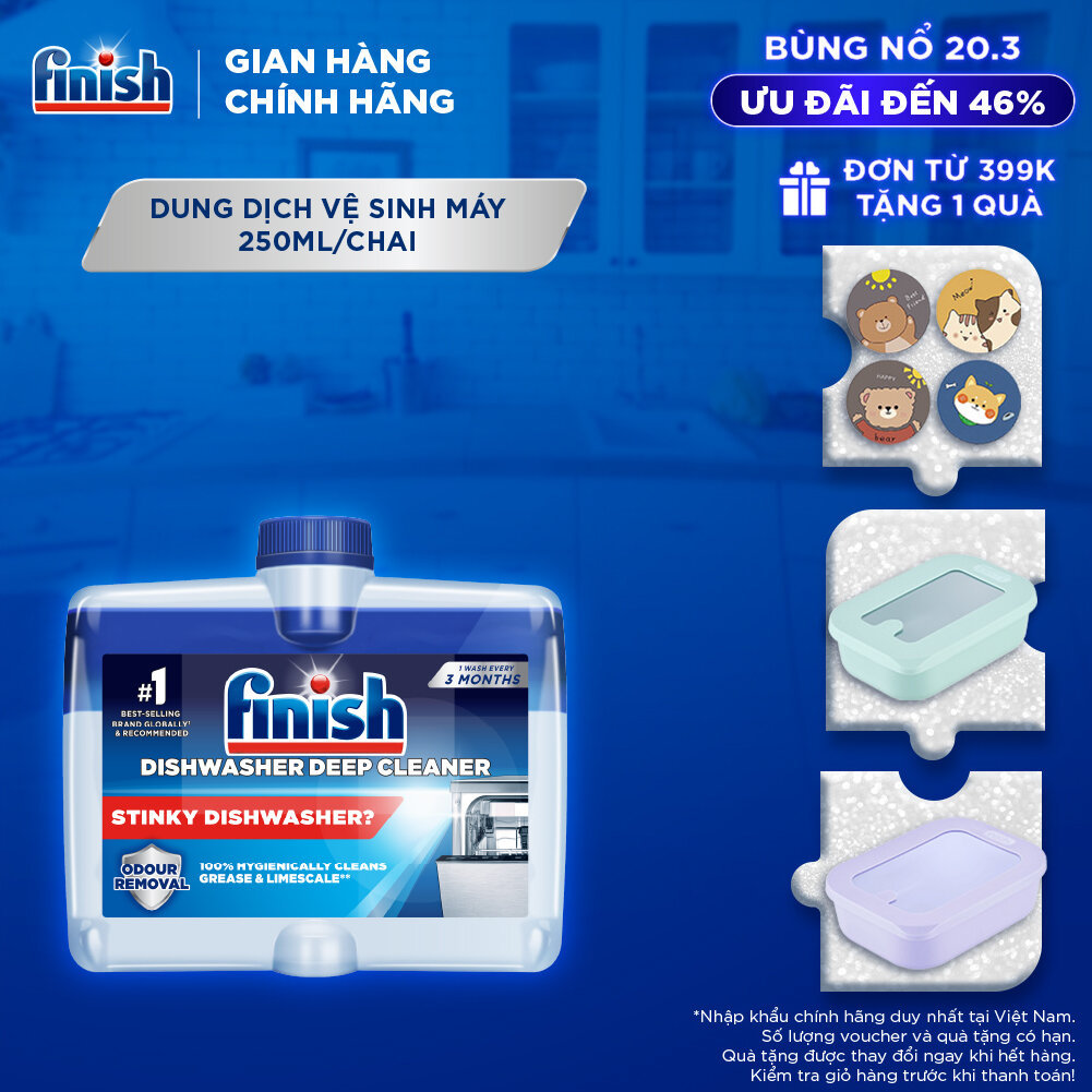 Dung Dịch Tẩy Rửa Máy Rửa Chén Bát Finish Dishwasher Deep Cleaner - chai 250ML