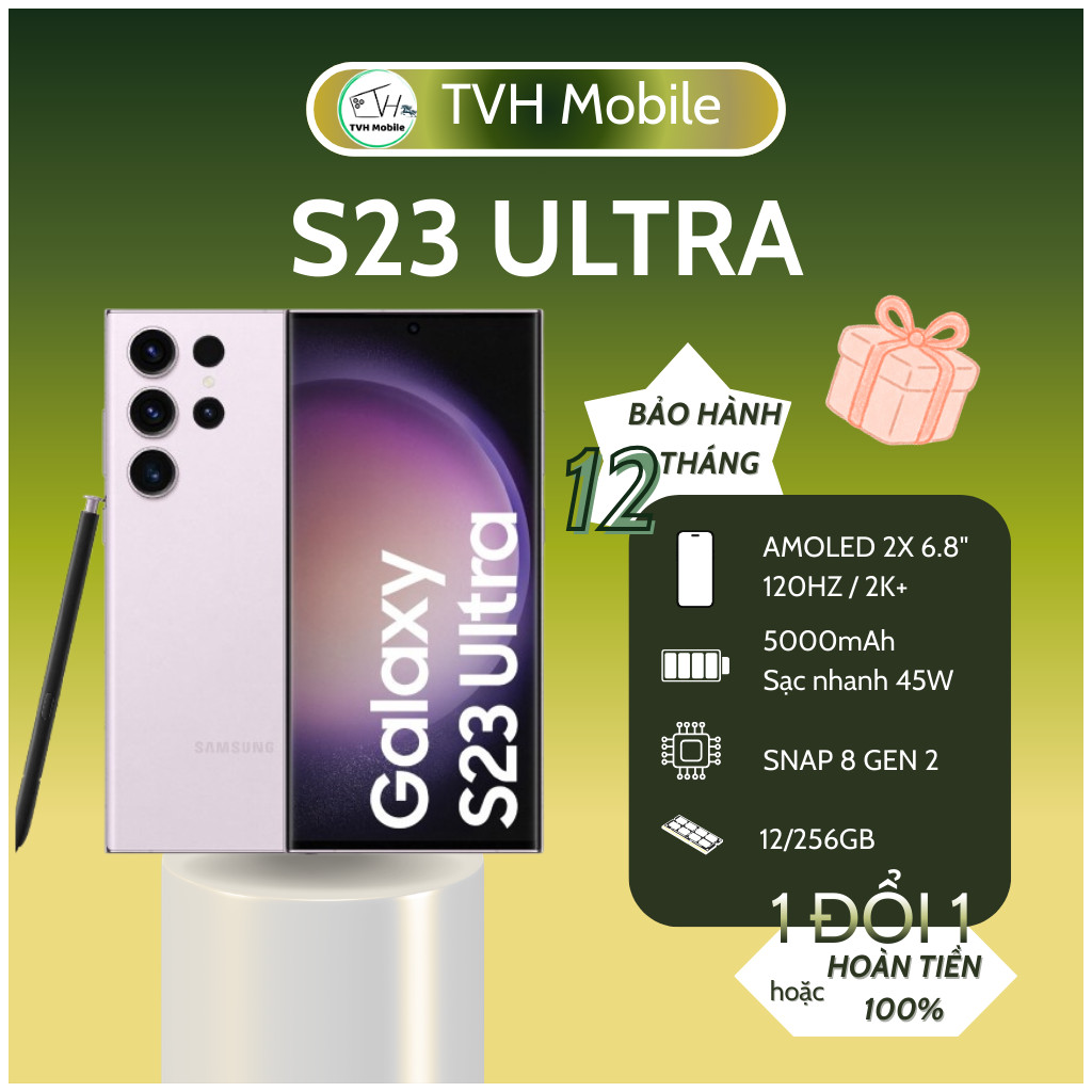 SS S23Ultra bản Hàn, bút spen tiện lợi, ram 12/256GB, chip Snap 8Gen2, bảo hành 1 đổi 1 - TVH Mobile