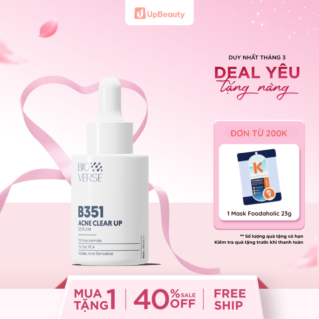 Tinh Chất Hỗ Trợ Giảm Mụn Bioverse B351 Acne Clear Up Serum Kiềm Dầu, Cải Thiện Thâm Mụn 30ml