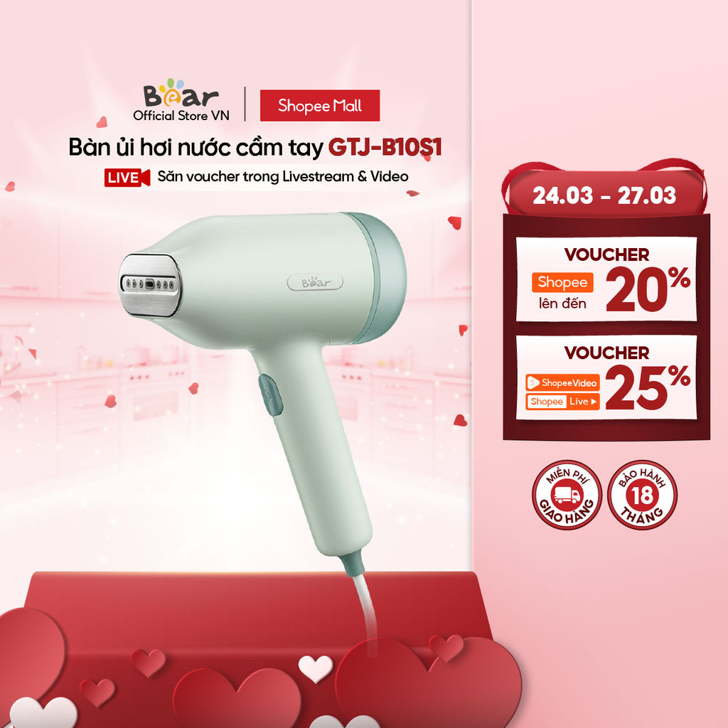 Bàn ủi hơi nước cầm tay Bear GTJ-B10S1 - Hàng chính hãng - Bảo hành 18 tháng