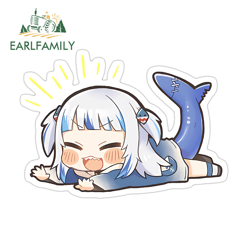 EARLFAMILY Gawr Gura Hololive Dán Chibi Tắc Xước Trầy Xước Thân Ốp Lưng Máy Tính PVC Decal Vinyl Xe 