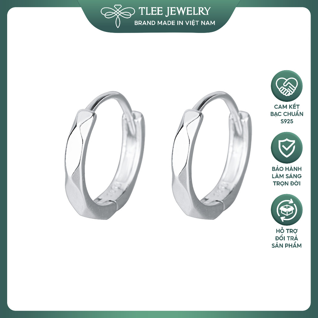 Bông tai bạc TLEE Jewellery B0133 - Tròn sáng bóng, xu hướng mới