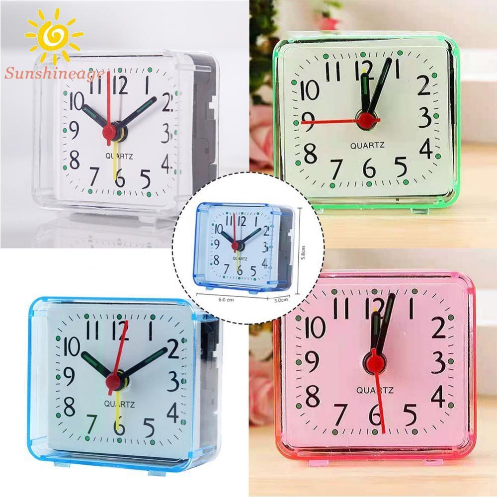 【SUNAGE】Alarm Clock Square No Tick Silent Small 6.2x3x5.9cm Easy-To-Read Numbers【HOT Fashion】