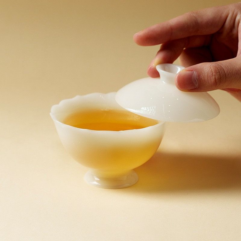 [Haofan] Bát sứ đá ngọc bích nguyên chất Nhà để xe Bát sứ sứ sứ sứ sứ miệng Bát trà Kung Fu Bộ trà k