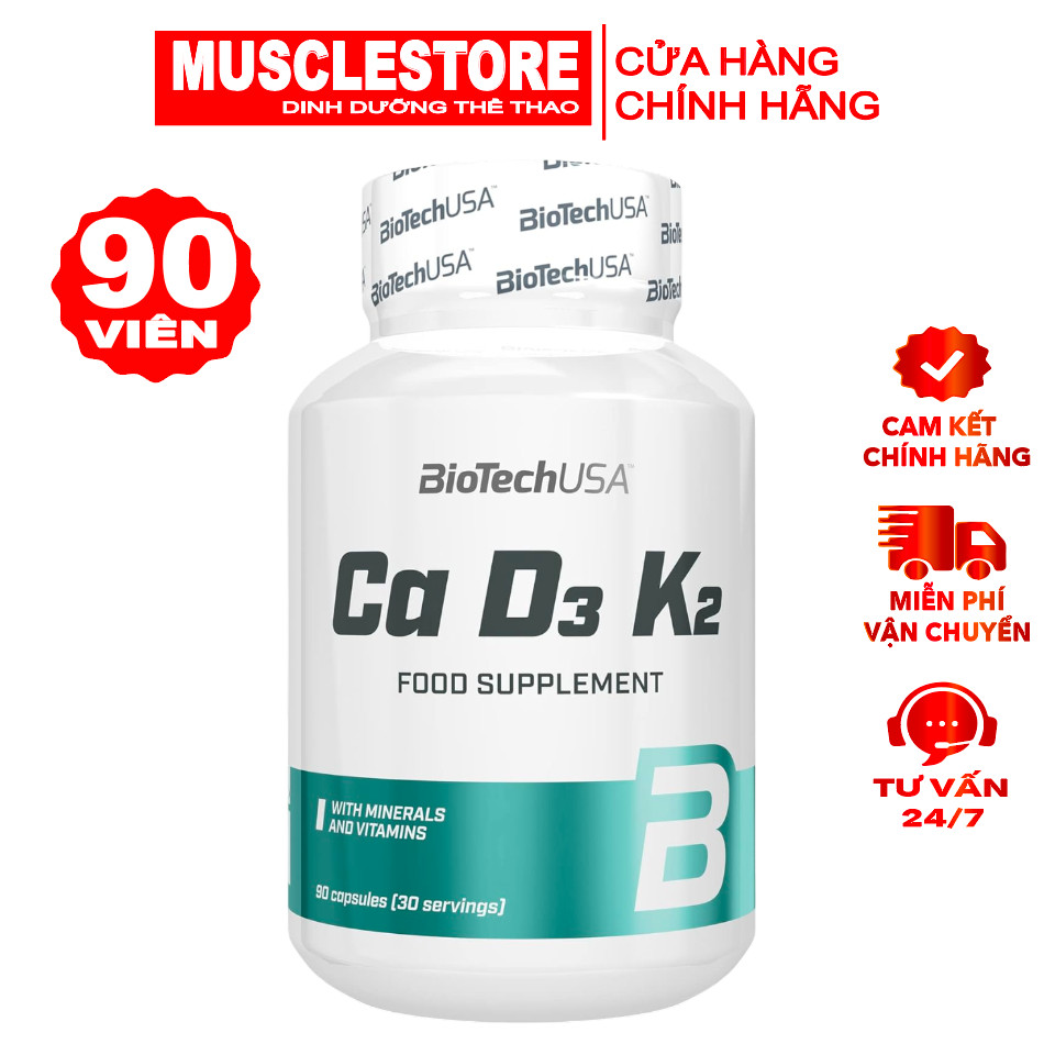 BioTechUSA Calcium D3 K2 (90 Viên) Bổ Sung Canxi D3 K2, Hỗ Trợ Xương Chắc Khỏe