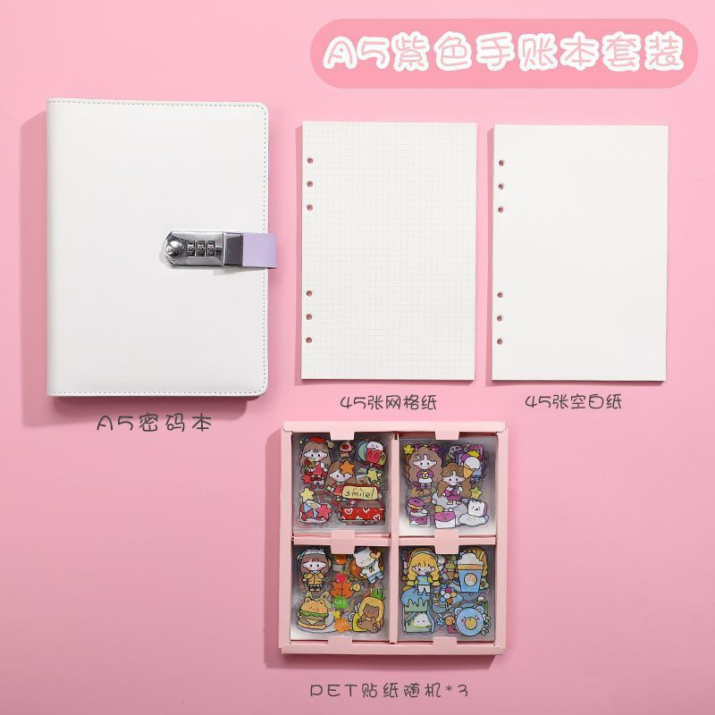 Student notebook with buckle, new simple stationery with password lock12y Diary, Children's Day Note