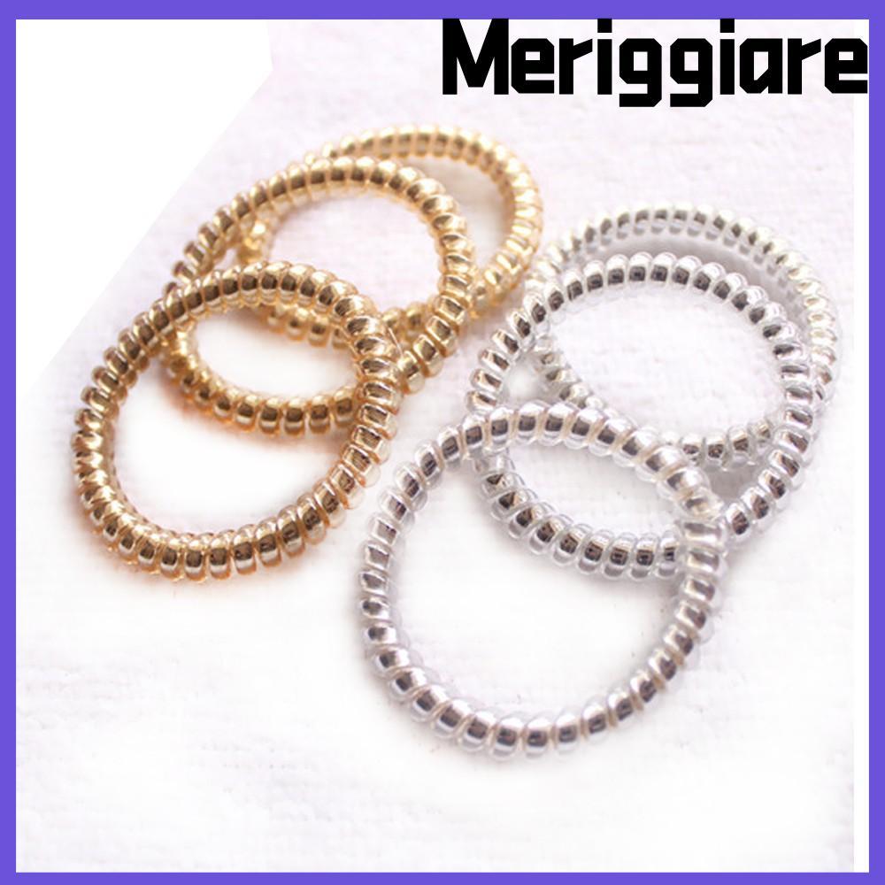 MERIGGIARE 10 chiếc Dây điện thoại đàn hồi da báo Vàng / Bạc Scrunchie