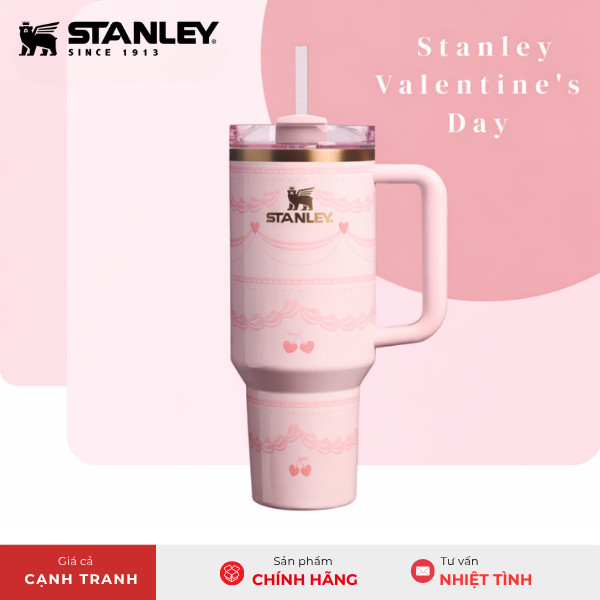 Stanley Valentine's Day 2026 Limited 20oz/40oz – Bình Giữ Nhiệt Hồng Nhung Trái Tim, Quà Tặng