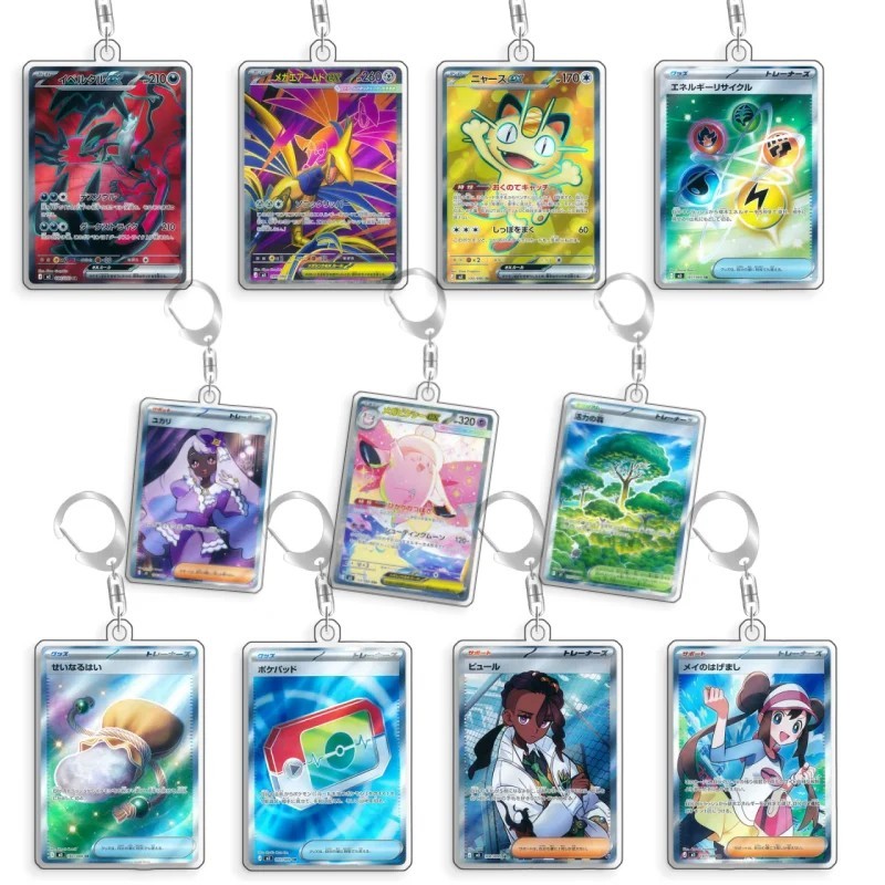 Móc khóa Pokemon Thẻ Bài Acrylic Anime Hình Gloria Pikachu Emerald Forest Móc Khóa Mica Mô Hình Tran