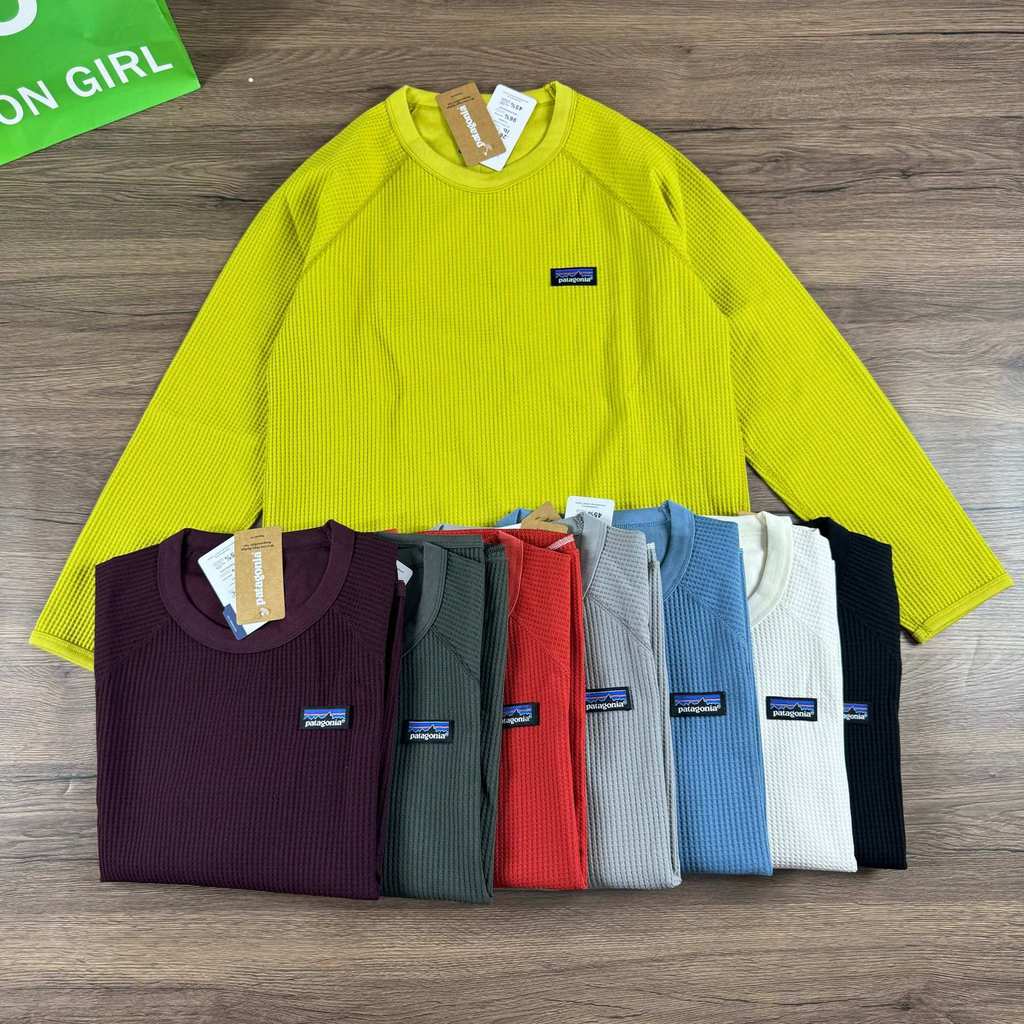 PAT*  Mountain style Hiking and leisure waffle fabric comfortable breathable quick-dry long sleeve T