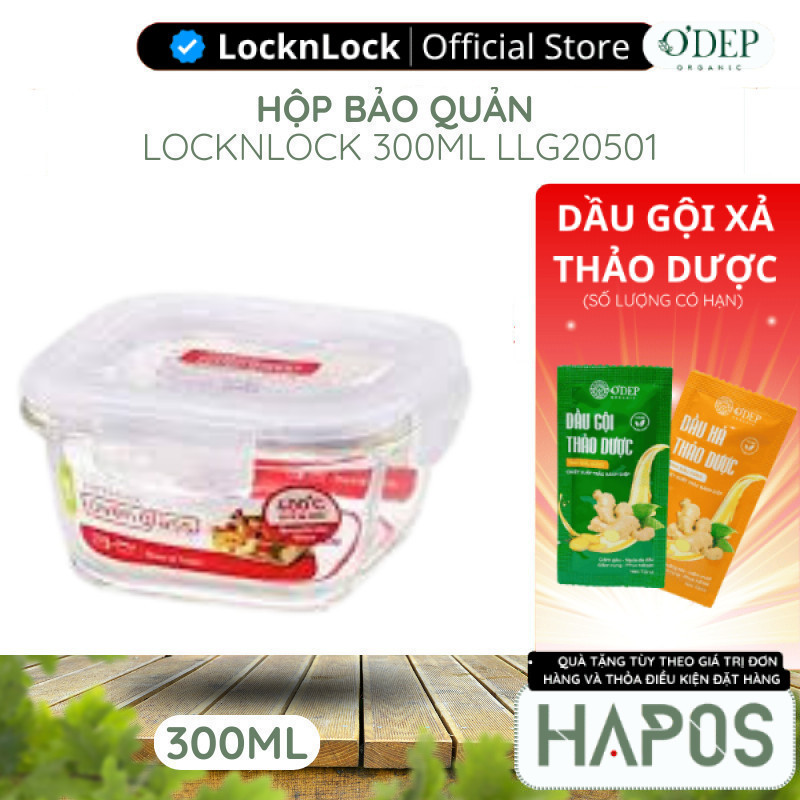 Hộp thuỷ tinh bảo quản thực phẩm dùng được lò vi sóng 300ML LocknLock LLG205 Hàng chính hãng - HAPOS