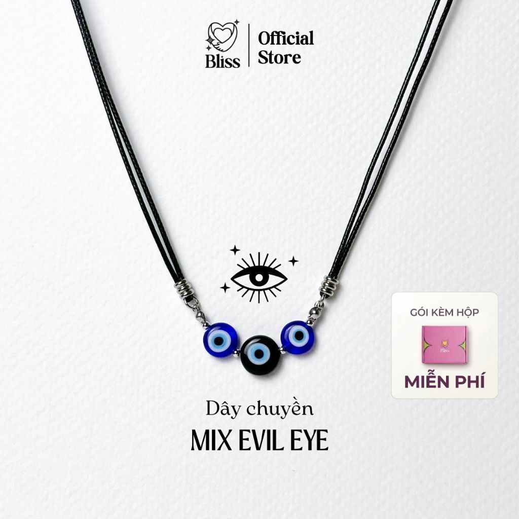 [Size 50cm] [DÂY CHUYỀN] Vòng cổ mix 2 evil eye thủy tinh Bliss Accessories - Dây Chuyền Handmade
