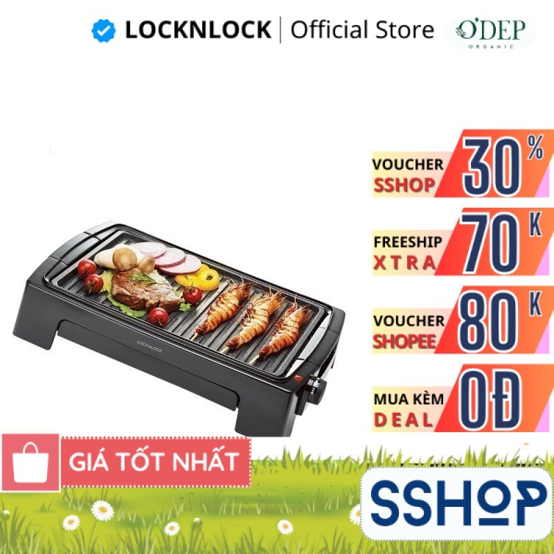 Bếp nướng điện LocknLock EJG221 1300W Chính hãng, làm nóng nhanh, có hộc đựng dầu - SSHOP SSA