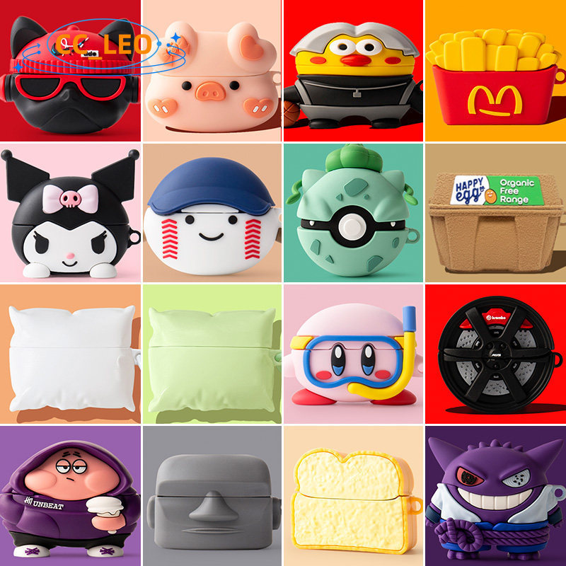 for VIVO TWS 5 Case 3D Cartoon Shark Cute Fries Silicone Soft Case Suitable for IQOO TWS 5 Shockproo