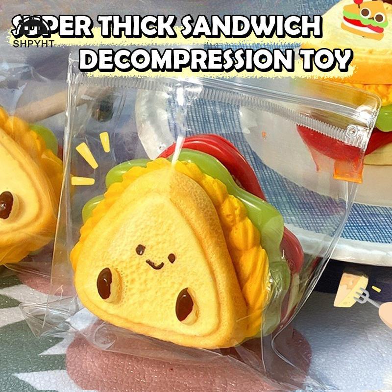 [SHPYHT] Phim Hoạt Hình Mô Phỏng Sandwich Bánh Mì Nướng Bóp Đàn Áp Dễ Thương Hamburger Mềm Mochi Đồ 