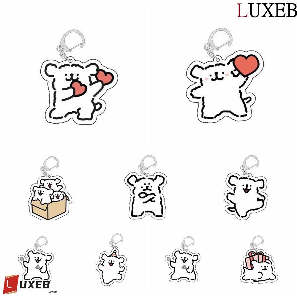 LUXEB Acrylic Little White Dog Móc khóa, Chó Malta Little White Dog Acrylic Maltese Dog Mặt dây chuy