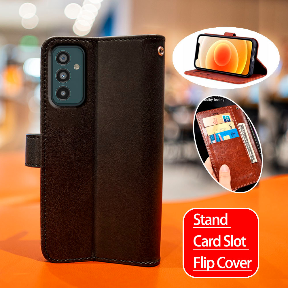 Da Cổ Điển Cổ Điển Cho Samsung Galaxy M23 F23 5G Buddy 2 SM-M236BDS M236L E236BDS Ví Folio Vỏ Điện T