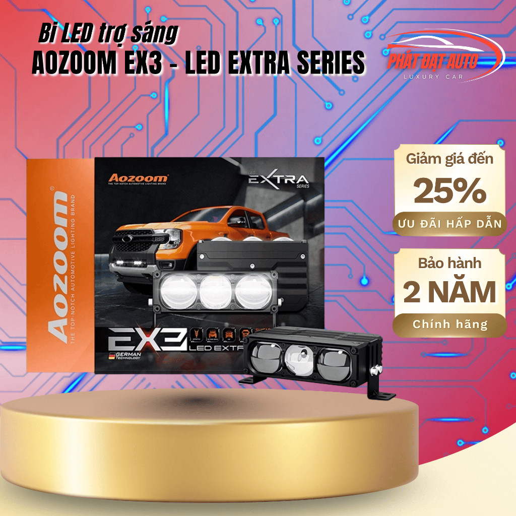 Bi LED Trợ Sáng Aozoom EX3 chính hãng, hiệu suất cao chiếu xa 95W hàng chuẩn loại 1