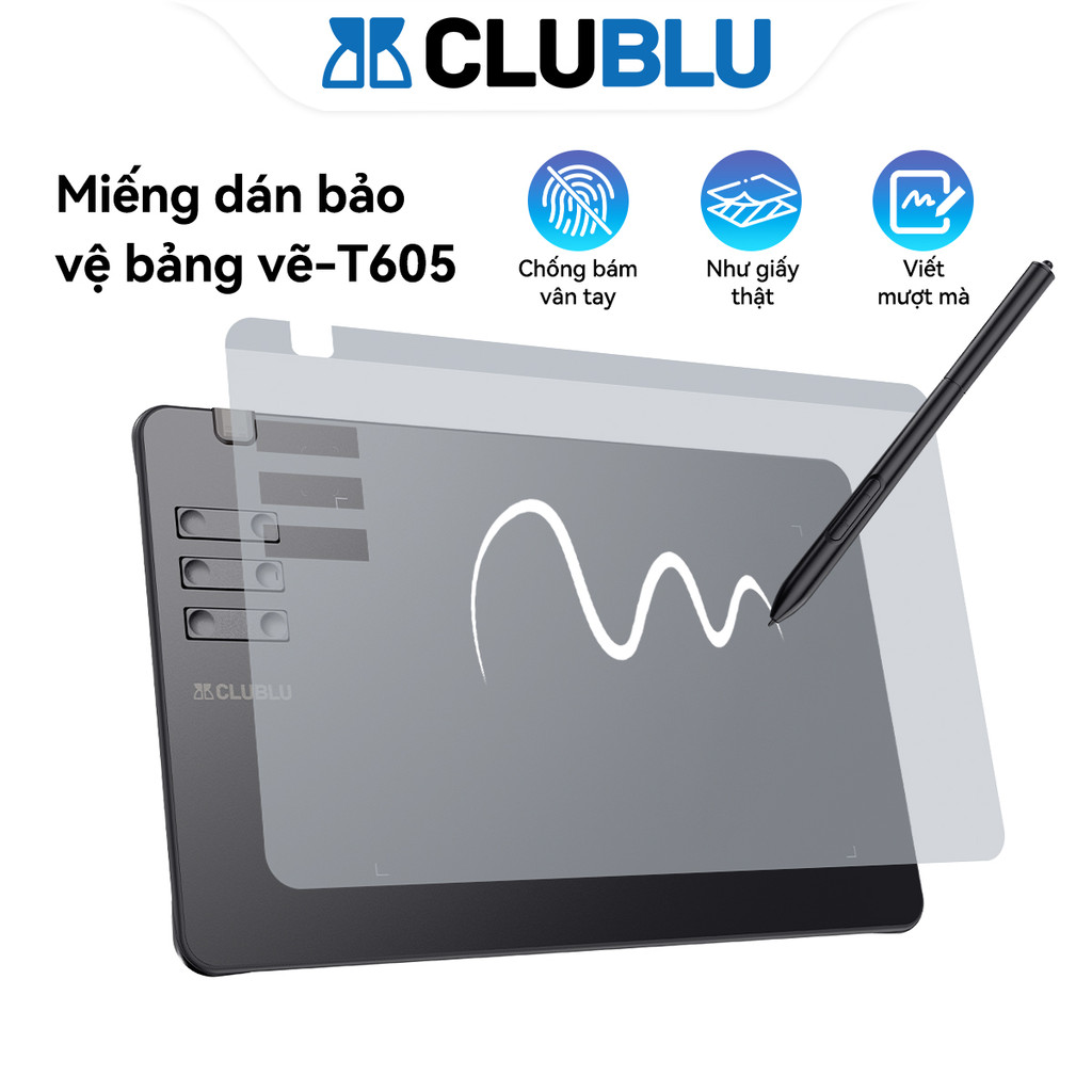 -CLUBLU- Miếng Dán Can Ke Bảng Vẽ T605 Trong Suốt Bảo Vệ Màn Hình Chống Trầy Xước