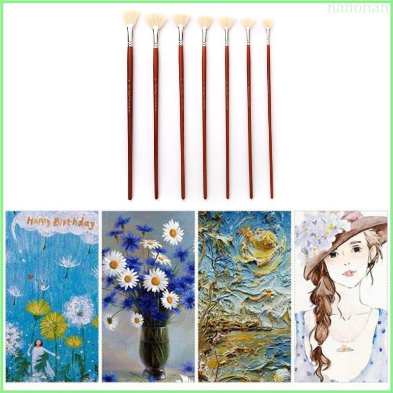 Nan 7 Chiếc Mềm Chống Che Lông Bàn Chải Cho Acrylic Màu Nước Dầu Gouche Tranh