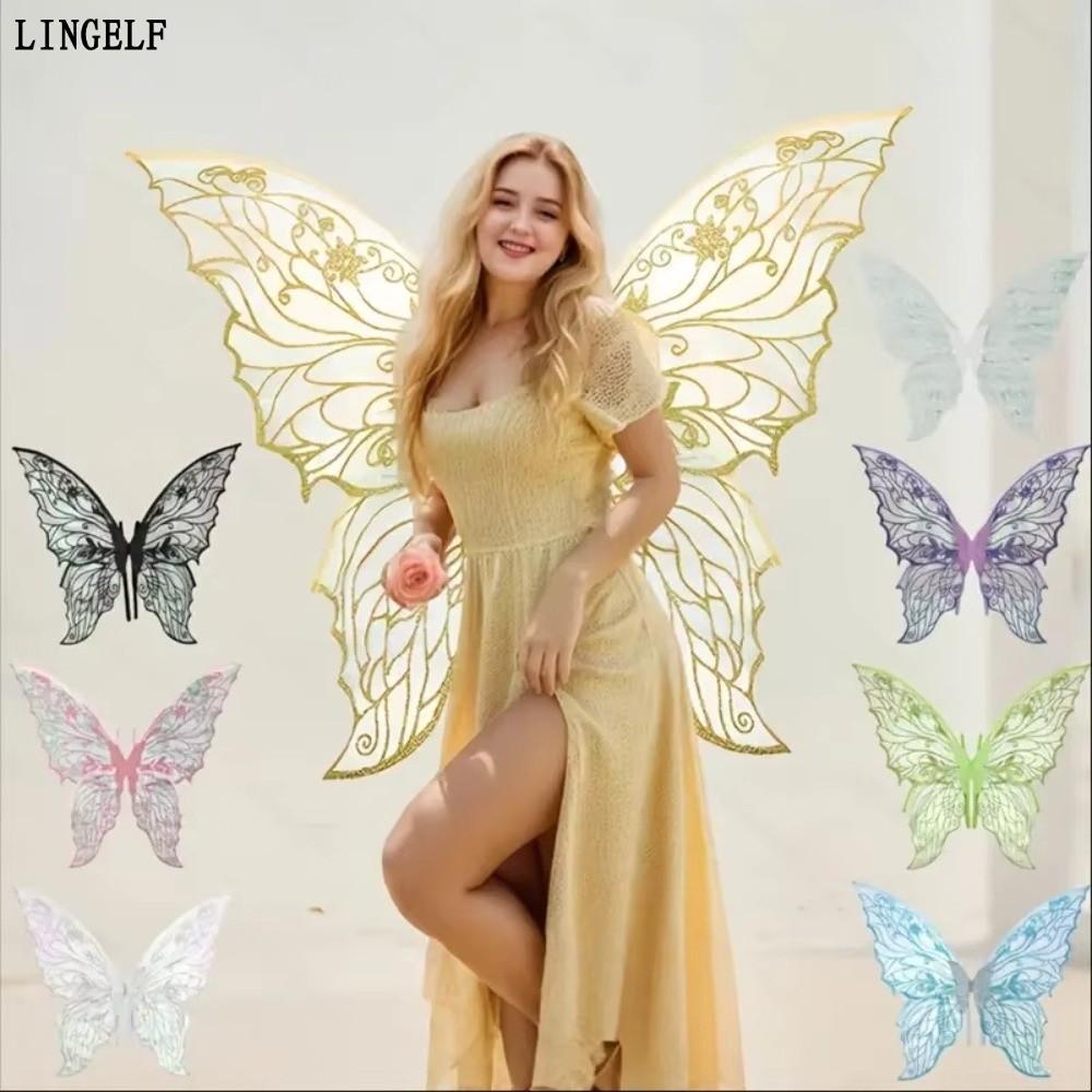 LINGELLF Fairy Wings, Dress UP Organza Angel Wings, Công chúa lấp lánh vui nhộn Cánh thiên thần Elf 