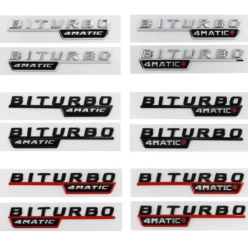 2 Chiếc Xe Chữ Fender Viền Huy Hiệu BITURBO 4MATIC + Plus Biểu Tượng Miếng Dán Cho Xe Mercedes AMG C