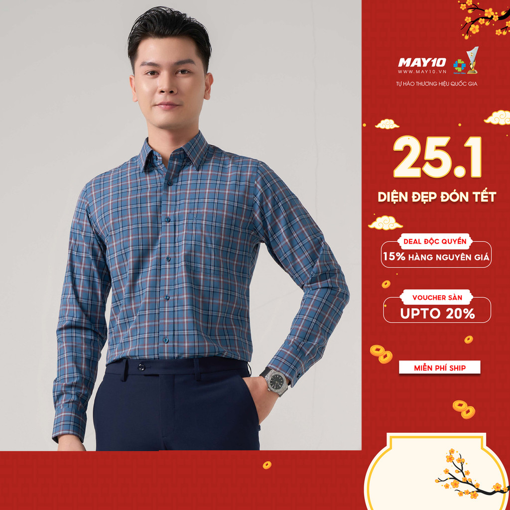 Áo Sơ mi nam dài tay May10 form RegularFit mã 010125131 AK560