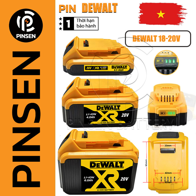 PINSEN® Pin Dewalt 18-20V 2.0/4.0/6.0ah 18-20V DCB182, DCB183, DCB184, DCB184G pin chuyên dụng dung 