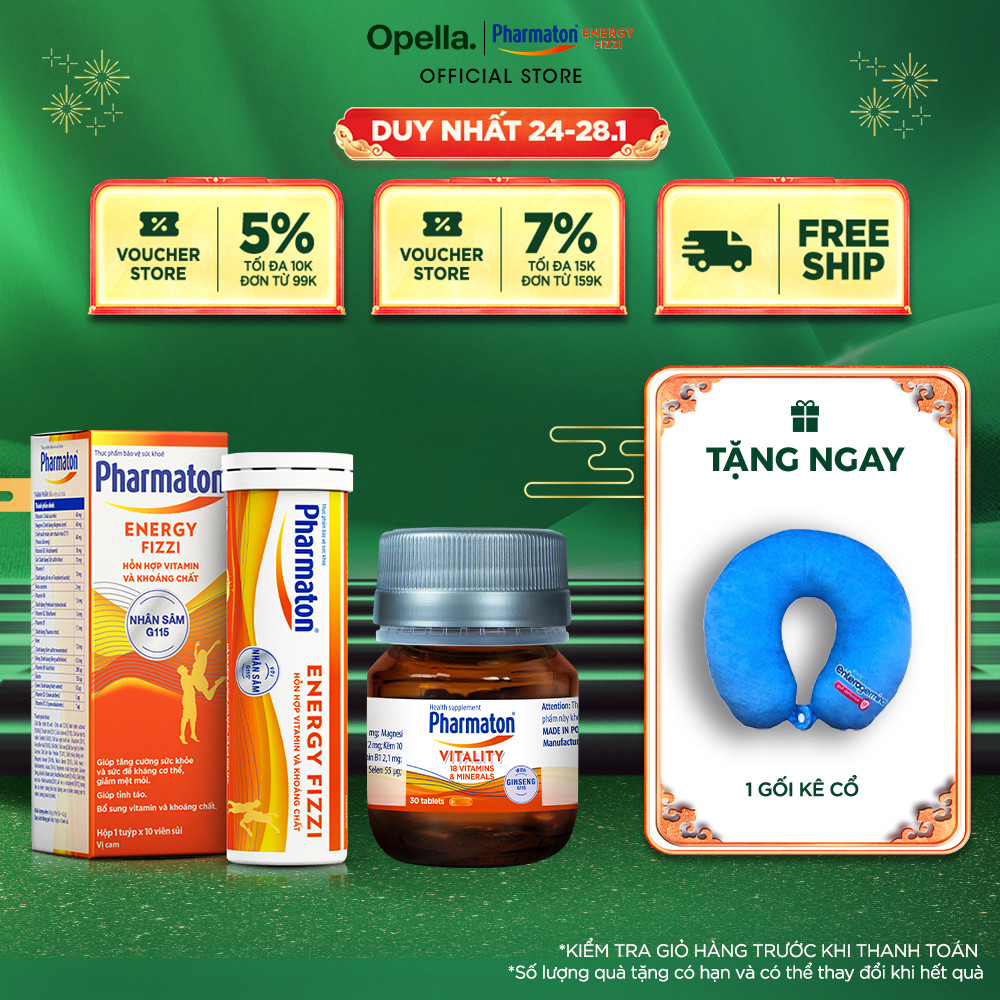Bộ 1 Thực Phẩm Bảo Vệ Sức Khỏe Pharmaton Vitality 30 Viên/Lọ + 1 Thực phẩm bảo vệ sức khỏe Pharmaton